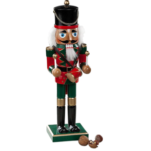 Clever Creations Green Drummer 12 Inch Traditional Wooden Nutcracker, Festive Christmas Décor for Shelves and Tables