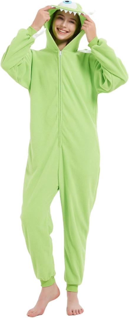 Animal Onesie Adult One Piece Cosplay Costume Pajamas for Women Men (Large, Multicolor Wazowski Mike) 