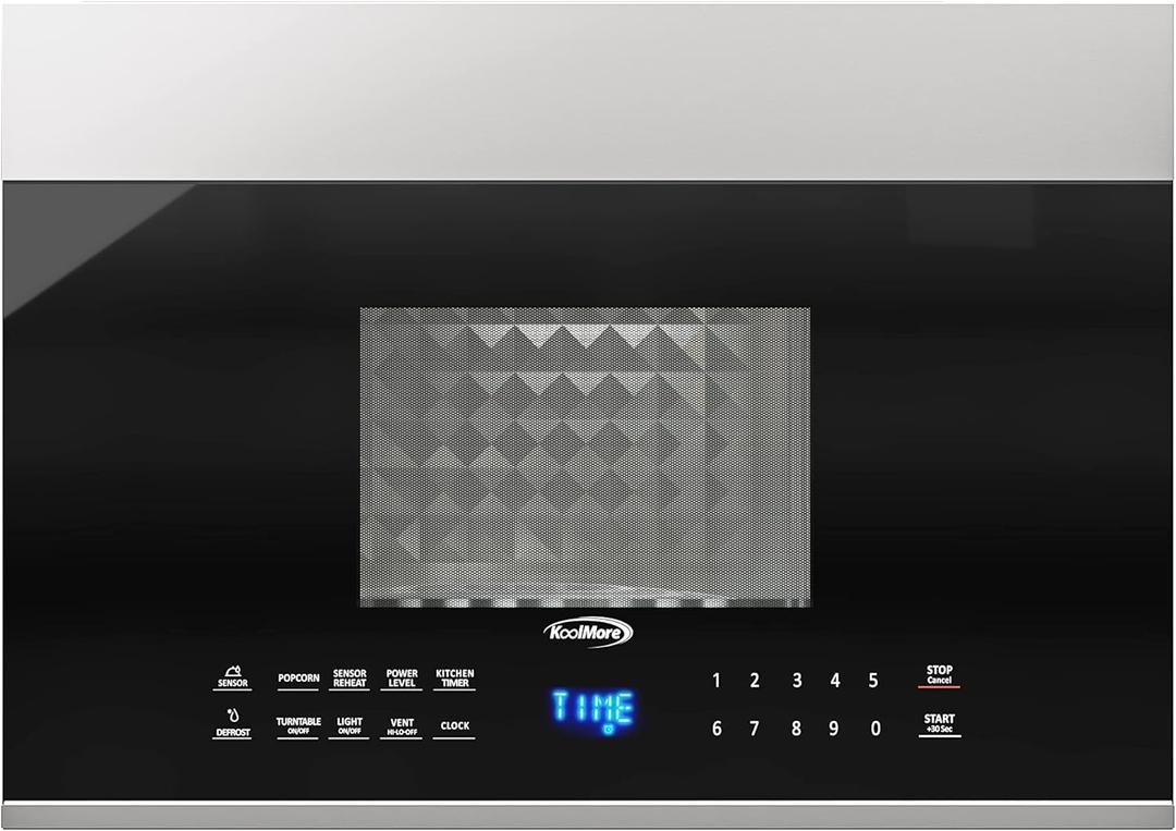 KoolMore 1.3 cu. ft. 24 inch Over The Range Stainless Steel Microwave (KM-MOT-OP1SS), 300 CFM Vent Hood Function, 1000W