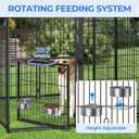 4x4x4.5ft Outdoor Dog Kennel, Metal Heavy Duty Dog Run with Rotating Door & 2 Adjustable Bowls, Dog Kennel Outside with Waterproof Cover, Pet Enclosure Indoor for Small/Medium/Large Dogs