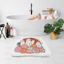 SHIYUE Cute Ghost Halloween Bath Rug, Boho Vintage Floral Abstract Spooky Gothic Mat,Soft Microfiber Non Slip for Bathroom Aesthetic Deco (21" x 25" Colorful Pumpkin)