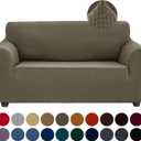 Joccun Stretch Loveseat Couch Cover Slipcover, 1-Piece Sofa Cover for 2 Cushion Couch Spandex Jacquard Washable Furniture Protector Cover for Living Room,Kids,PetsLoveseat,Fossil