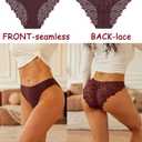 Sth Big Cheeky Underwear for Women Lace No Show Bikini Soft Breathe Seamless Panties Ladies Sexy Hipster Set 6 Pack (Large)