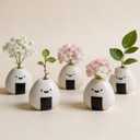 MOUGIGI 5 PCS Mini Flower Vase, Handmade Ceramic Rice Ball (Japanese Onigiri) Miniature Vases, Charming and Cute Design, Perfect for Dry Flowers - Bulk Bud Vases, Unique and Adorable Japanese Craft