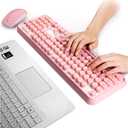 FOPETT Keyboard and Mouse Sets Wireless, Reliable 2.4 GHz Connectivity for PC,Laptop,Smart TV and More (Pink)
