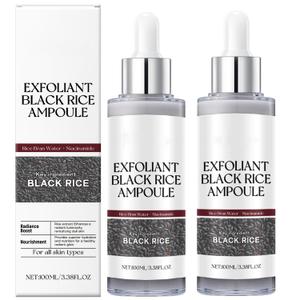 2Pcs Black Rice Peeling Ampoule, 2025 New Soft Exfoliating Face and Body Scrub, Gentle Peeling Dead Skin Remover, Pore Care, Rice Exfoliant for All Skin Types