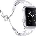 Secbolt Stainless Steel Bands Compatible with Apple Watch Band 38mm 40mm 41mm 42mm 44mm 45mm 46mm 49mm iWatch Series 11/10/9/Ultra/SE/8/7/6/5/4/3/2/1, Dressy Metal Bangle Bracelet Women