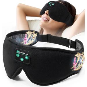Bluetooth Sleep Mask, Sleep Mask with Bluetooth Headphones, Sleeping Headphones for Side Sleepers Travel Yoga, Cool Tech Gadgets Unique Gift for Valentine's Mother's Day Birthday Christmas (Black Gray)