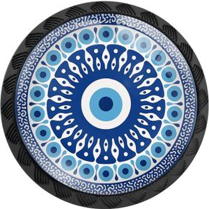 12 Pack Evil Eye All Seeing Eye Superstitious Turkish Ethnic Cabinet Knobs Round Drawer Pulls Black Dresser Knob Cupboard Door Handles Hardware for Kitchen Bathroom Cabinets