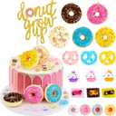 33 Pcs Donut Grow up Cake Topper Baby Sprinkle Decorations Realistic Artificial Mini Cupcake Topper for Donut Themed Birthday Party Supplies