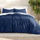 Bare Home Bedding Duvet Cover Queen Size - Premium 1800 Super Soft Duvet Covers Collection - Lightweight, Cooling Duvet Cover - Soft Breathable Bedding (Queen, Dark Blue)
