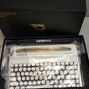 YUNZII QL75 Wireless Typewriter Hot Swap Retro Mechanical Keyboard,Punk Round Keycaps,RGB Backlit QMK/VIA Programmable, Multi-Device Keyboard with 2.4GHz/Type-C/BT5.0 (White, Cocoa Cream V2 Switch)