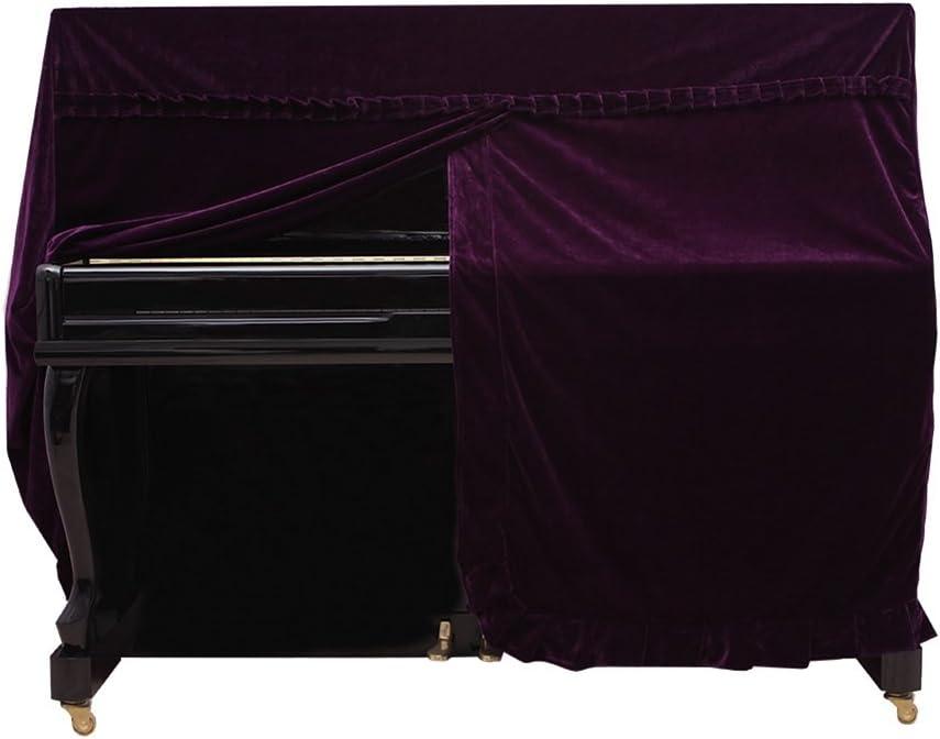 Upright Piano Cover, Colorfast Pleuche Full Piano Dust Proof Decorated Cover(Purple)