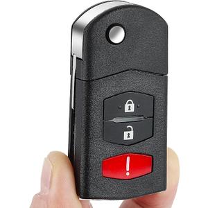 Keyecu Flip Remote Key Fob Shell Replacement for Mazda 2 3 5 CX7 CX9 2006-2015 Car Key Case Cover 3 Button (Empty Shells)