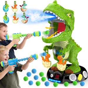 EagleStone Moving Dinosaur Shooting Toys for Kids 5-7, Electronic T-Rex Shoot Target Game with Mist Spray, LED Score, Roar & Light, 3-Pair Dino Target, Birthday Gifts for 5 6 7 8 9 Year Old Boys Girls