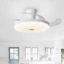 Depuley Retractable Ceiling Fans with Lights: 42" White Flush Mount Fandelier Ceiling Fan with Light and Remote & APP Control - 6 Speed Dimmable LED Chandelier Reversible Fan for Living Dinning Room