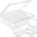 24 Pack Mixed Sizes Small Plastic Storage Containers, Mini Rectangular Small Items Organizer Boxes with Hinged Lids and Labels for Craft Jewelry Beads