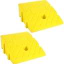 ZUQIAN 2 Pack Curb Ramp 4.3 Inch Height Heavy Duty Driveway Curb Ramps, Plastic Threshold Ramps for Forklifts, Trucks, Buses, Low Cars, Wheelchairs, Bikes - 9.8 L x 10.6 W (Yellow)