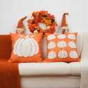 Fall Pillow Covers 18x18 Inch Set of 2 Pumpkin Decorative Throw Pillow Cases Autumn Harvest Soft Pillowcase for Home Farmhouse Living Room Decor