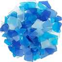 Sea Glass for Craft - 14oz Frosted Flat Glass in Deep Blue, White & Light Blue, Bulk Seaglass Pieces for Beach Weddings Home Decor