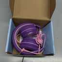 Kids Headphones, Wired Headphones for Kids On Ear with Microphone, 93dB Volume Limiter Headphone for Girls Boys, Foldable Lightweight Headphone for School Learning & Entertainment, Pink Purple