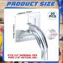 20 Pack 3/4 Inch Pex Tubing Bend Support Mounting Plate Fits 3/4" Nominal Pex Pipe (7/8" Actual Od), Galvanized Metal, Provides 90 Degree Turns