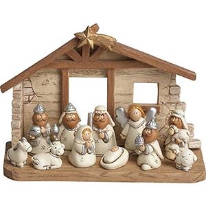 TenWaterloo Miniature Nativity Scene with Creche, Set of 12 Rearrange-able Figures