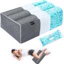Shredded Memory Foam Knee Pillow for Side Sleeper, Adjustable Legs Pillow with Inner Pillowcase and Extra Foam Filler, Spine & Relieves Pressure Hip & Leg Elevation, Grey