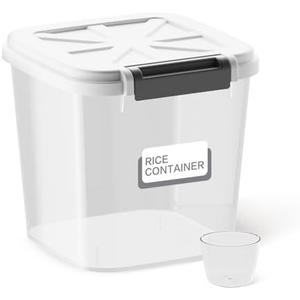 LivLab Rice Container - Flour Rice Dispenser 20lbs/10kg/10.6qt Food Grain Cereal Bins Pet Food Storage Laundry Pods Container for Household Pantry Organization (20lbs)