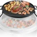 Onlyfire Cast Iron Griddle, Grill Cookware for Solo Stove Bonfire 19.5" Fire Pit and Yukon fire Pit, Portable Round Iron Pan with 3 Removable Legs for Outdoor BBQ Cooking & Camping