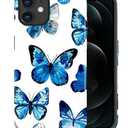 FKBRCL4U for iPhone 11 Case, Hybrid 2-Layer Silicone Protective Glossy Case for Girl Women for iPhone 11 Blue Butterfly Pattern