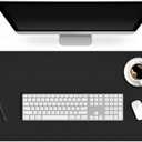 24 X 36 Inch Multifunctional Office Felt Desk Pad Desk Cover Leather Mat Blotters Table Protector on Top of Desks Large Laptop Computer Gaming Keyboard Mouse Pad Organizer for Women Waterproof Black (Midnight Black)