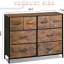 WLIVE Dresser for Bedroom with 8 Drawers, Wide Fabric Dresser for Storage and Organization, Bedroom Dressers, Chest of Drawers for Living Room, Closet, Entryway, Rustic Brown Wood Grain Print, 11.8"d X 39.4"w X 30.4"h