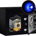 JUGREAT Safe Box with Induction Light,Electronic Digital Security Safe Steel Construction Hidden with LockWall or Cabinet Anchoring Design for Home Office Hotel Business 0.23 Cubic Feet Black