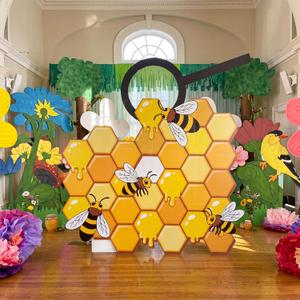 Lineshading Vbs 2026 Decorations Religious Magnifying Glass Theme Vbs Stand up Cardboard Decoration Rainforest Background Decor for Vacation Bible School Church Classroom Photo Props, 3.94 x 4.63 ft/ 1.2 x 1.41 m