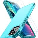 3 x SPIDERCASE Designed for iPhone 13 Case, [10 FT Military Grade Drop Protection] Cell Phone Home Button Stickers for iPhone 13 6.1 inch-Light Blue