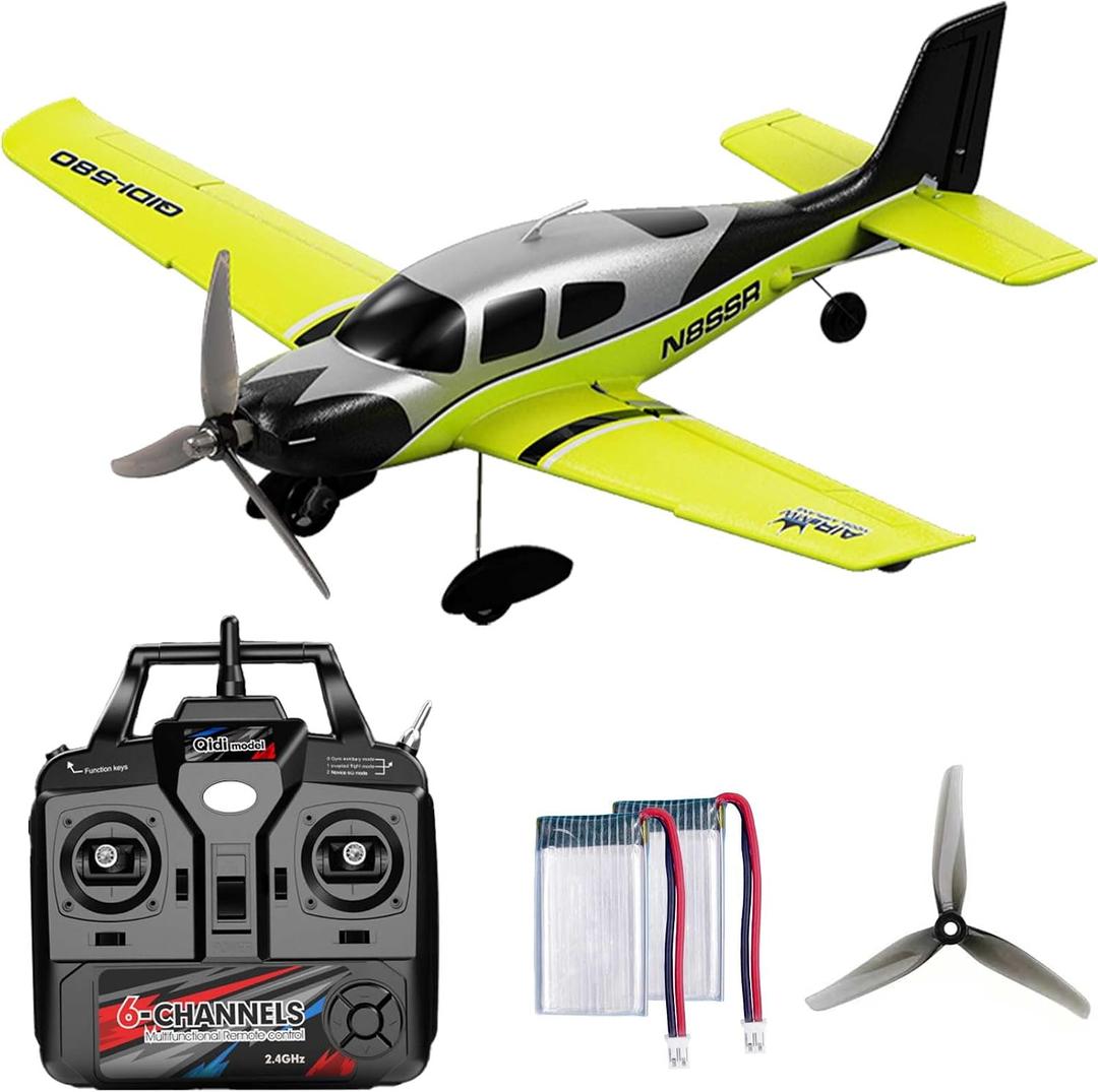 QIDI 580 5-Channel Off-Road Aircraft 3D RC Plane One-Key Hanging Stunt Fixed Wing with Wind Resistant Flight Control for Beginner and Experienced Ready to Fly(Green), 20.47 inches x 15.35 inches x 5.5 inches