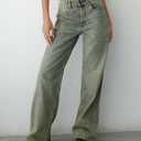 EMMIOL Low Rise Baggy Jeans for Women, Straight Leg Vintage Y2K Denim Pants (Blue, XL)