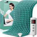 Electric Heating Pads for Back Neck Shoulder Pain Relief, Gifts for Women, Men, Mom, Dad, Christmas, Mothers Day, Fathers Day with Auto Shut Off & 6 Heat Settings, Moist Dry Heat Options (12'' x 24'', Deep Green)