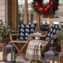 Welshower Navy Blue Christmas Winter Floral Pillow Covers 18x18, Rustic Christmas Decor, Snowflake Xmas Pinecone Botanical Decorative Throw Pillow Covers for Couch Sofa Bedroom Living Room