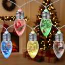 Aurelema Christmas Snow Globe String Lights 13 ft 20 LED Vintage Christmas Tree Bulb Lights with Cute Ornaments for Xmas Indoor Outdoor Home Office Table Party Decor Battery Operated (Multicolor)