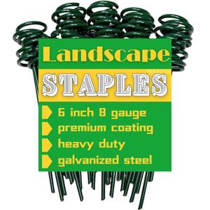 150 Pack Green Landscape Fabric Pins  6 Inch 8 Gauge Garden Staples for Weed Barrier, Landscape Fabric, Lawn Edging, Ground Cover  Rust-Resistant Painted Stakes