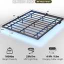 Floating Bed Frame Queen Size, Smart LED Lights & Charging Station, 9.45" High Clearance, Mattress Slide Stopper, Noise-Free, No Box Spring Needed, Easy Assembly