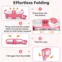 Collapsible Baby Bathtub for Newborn, Foldable Baby Bath Tub with Thermometer & Soft Floating Cushion & Drain Hole, Portable Travel Infant Bath Tubs for Newborns to Toddler 0-36 Months Girl, Pink