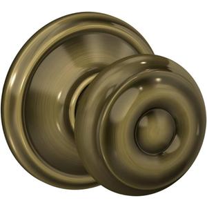 Schlage F10 GEO 609 Georgian Door Knob, Hall & Closet Passage Lock, Antique Brass