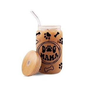 Nifty Dog Mama Sipper Glass Cup 160z
