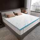 OhGeni 3 Inch Cooling King Size Gel Memory Foam Mattress Topper Pad, Soft Washable Bed Cover with Anti-Slip Base & Zipper,Fits 6"-19" Mattresses with Straps,Extra Comfort for Sleep & Back Pain Relief