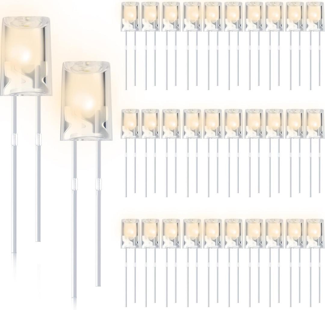 Mudder 120 Pcs Christmas LED 5mm String Light Replacement Bulb Energy Efficient Christmas LED Wire Light Set Connectable Home Decor Bulb for Holiday Festival Garden Valentine Wedding (Warm White)