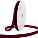 Burgundy Velvet Ribbon 5/8 Inch x 25Yards, Nylon Vintage Velvet Ribbons Perfect for Christmas Decoration, Handmade Craft, Gift Wrapping, Bow Making, Bouquet Packaging
