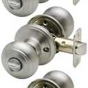 Copper Creek Privacy Interior Door Knob – ANSI Grade-2Certified, Modern Heavy Duty Handle, Easy Install and Reversible for Bedroom, Bathroom & Closets – Satin Stainless (2Pack)